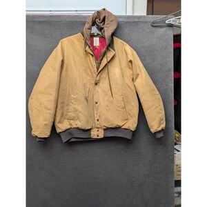 Vtg Muleskins Trashed Canvas Work Coat Chore Jacket Quilited Lining Farm Coat